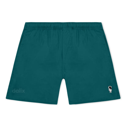 Dalix Astronaut Beach Short Embroidered Casual Pocket Mesh Drawcord Waist Mens in Atlantic Green S Small