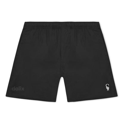 Dalix Astronaut Beach Short Embroidered Casual Pocket Mesh Drawcord Waist Mens in Black S Small
