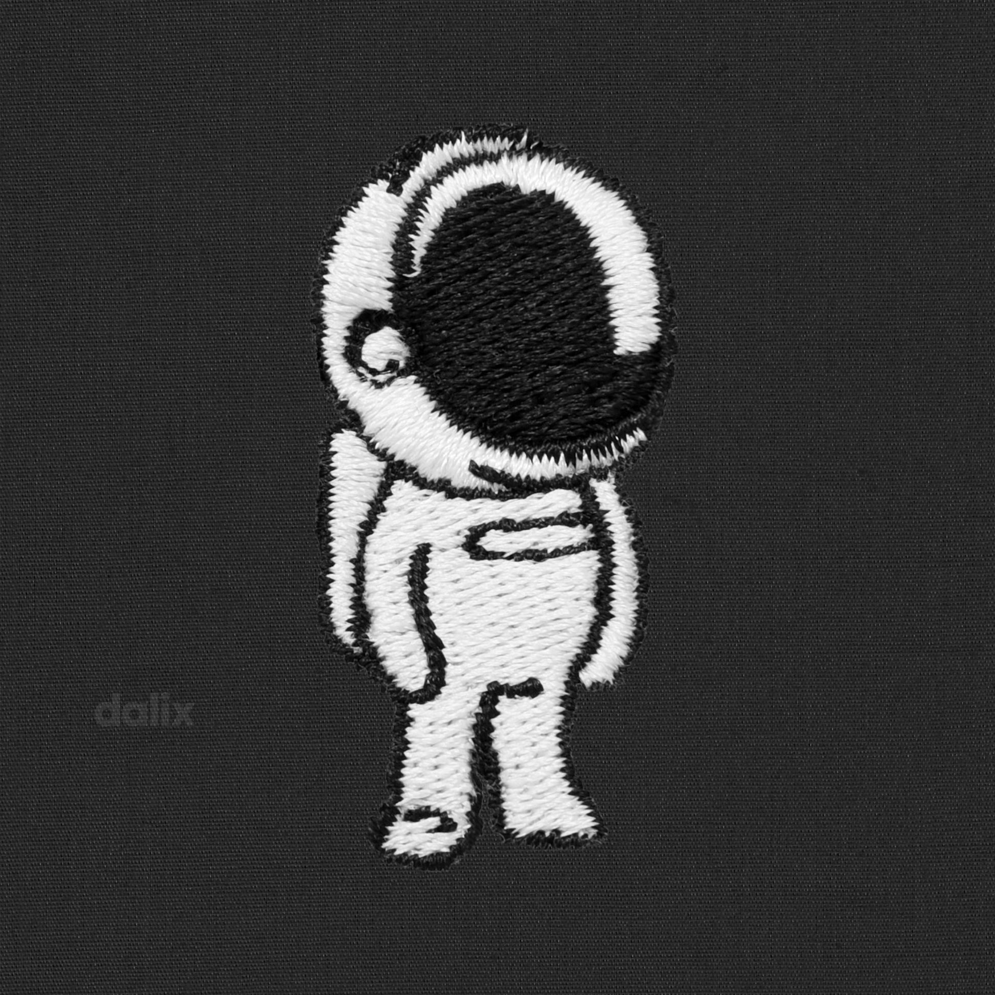 Dalix Astronaut Beach Short Embroidered Casual Pocket Mesh Drawcord Waist Mens in Black S Small