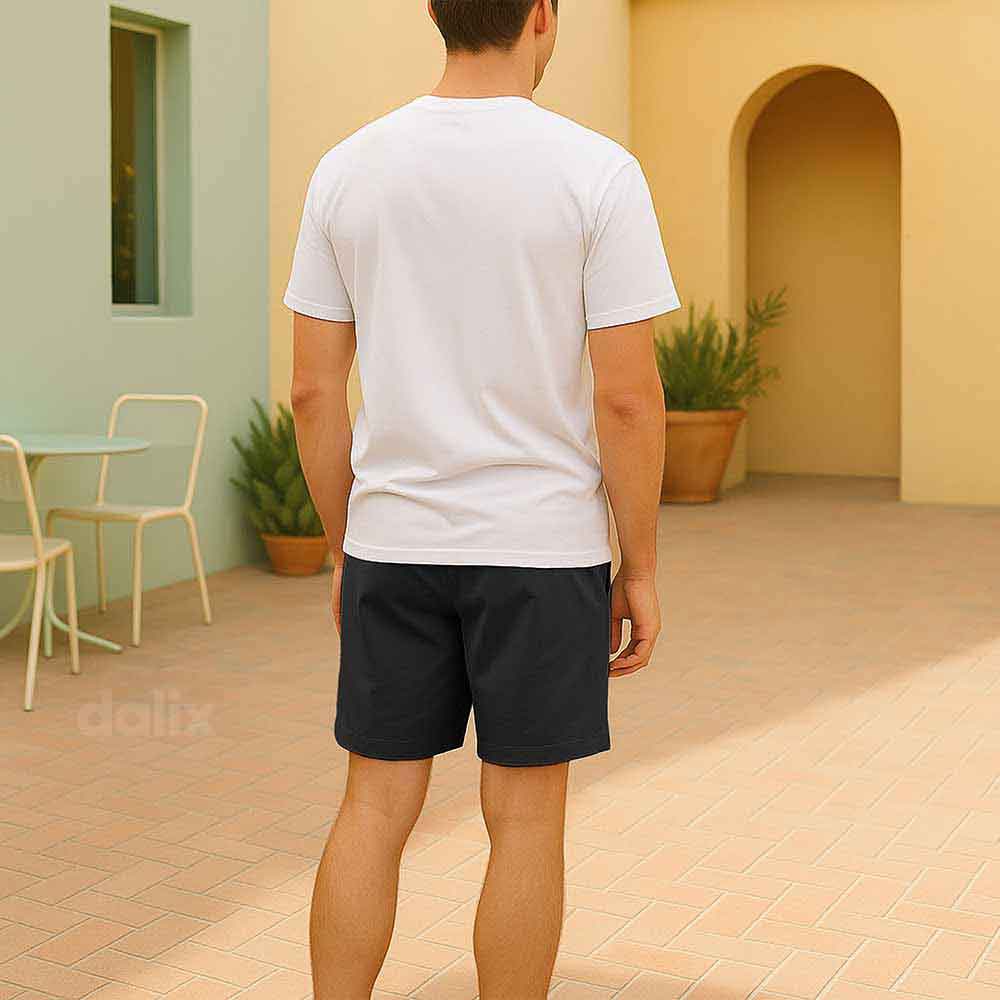 Dalix Astronaut Beach Short Embroidered Casual Pocket Mesh Drawcord Waist Mens in Black S Small