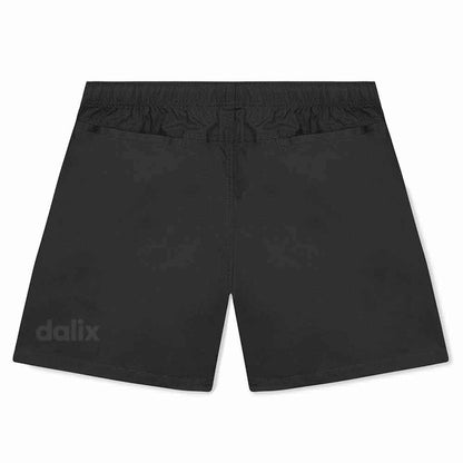 Dalix Astronaut Beach Short Embroidered Casual Pocket Mesh Drawcord Waist Mens in Black S Small
