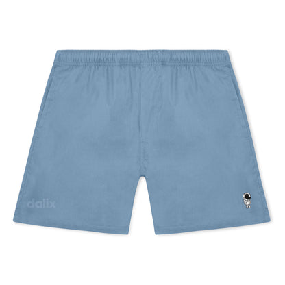 Dalix Astronaut Beach Short Embroidered Casual Pocket Mesh Drawcord Waist Mens in Carolina Blue S Small