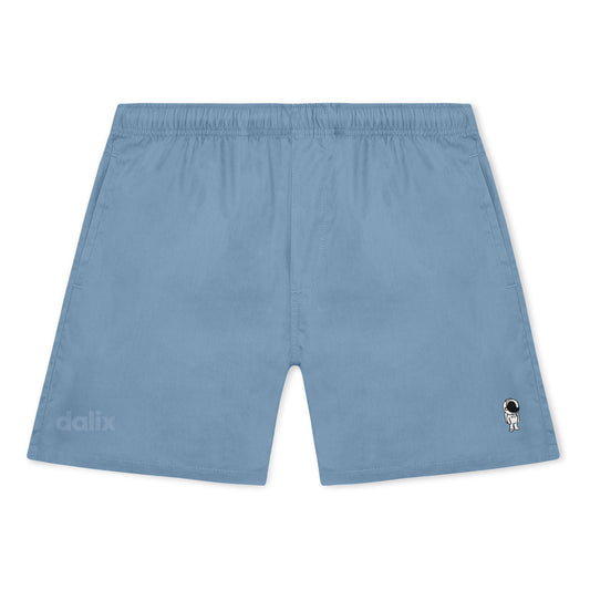 Dalix Astronaut Beach Short Embroidered Casual Pocket Mesh Drawcord Waist Mens in Carolina Blue S Small