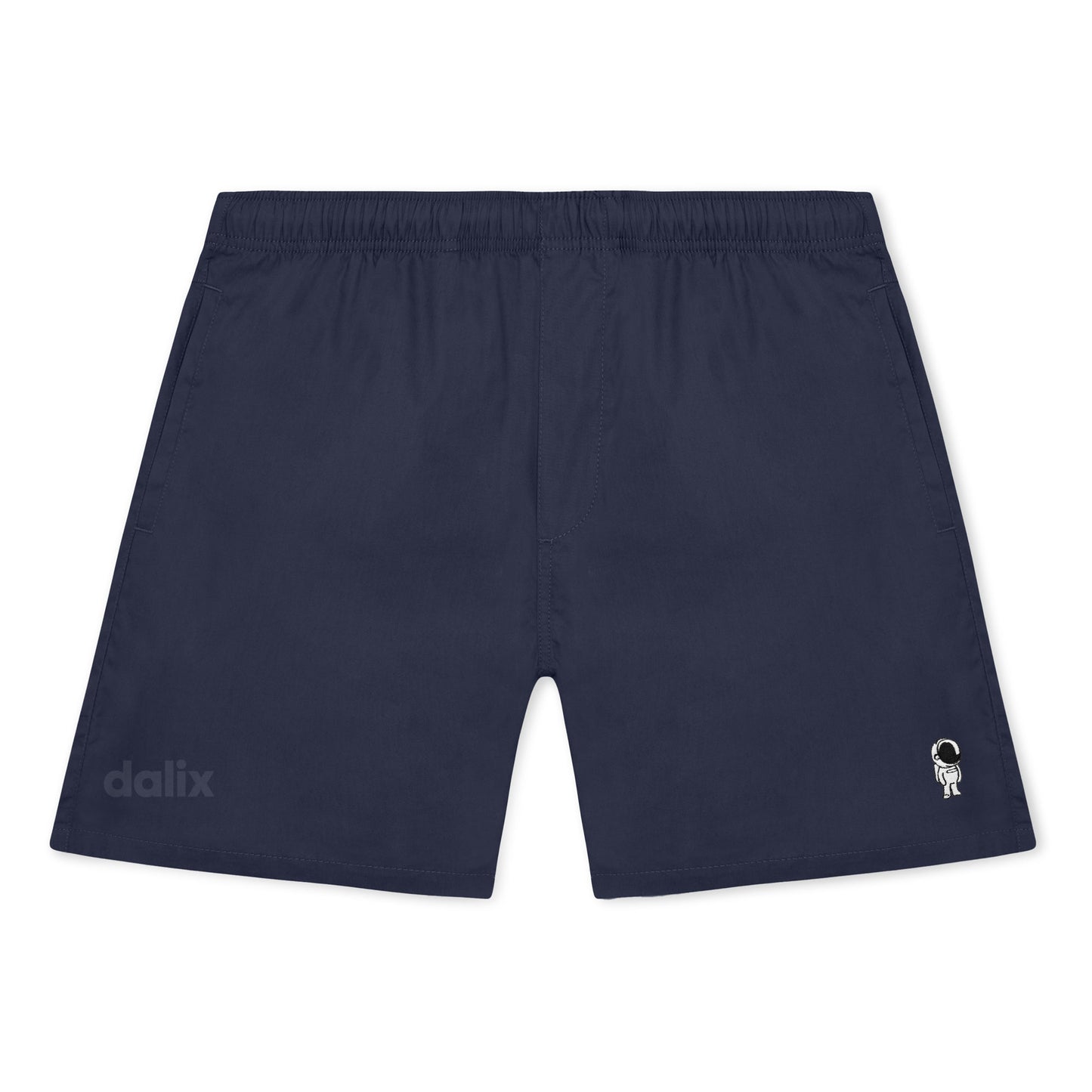 Dalix Astronaut Beach Short Embroidered Casual Pocket Mesh Drawcord Waist Mens in Navy Blue S Small