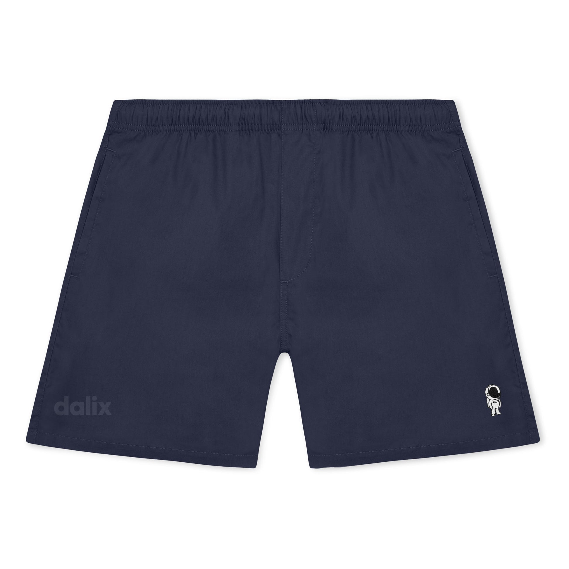 Dalix Astronaut Beach Short Embroidered Casual Pocket Mesh Drawcord Waist Mens in Navy Blue S Small
