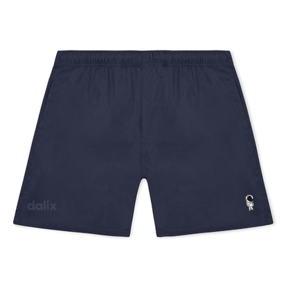 Dalix Astronaut Beach Short Embroidered Casual Pocket Mesh Drawcord Waist Mens in Navy Blue S Small