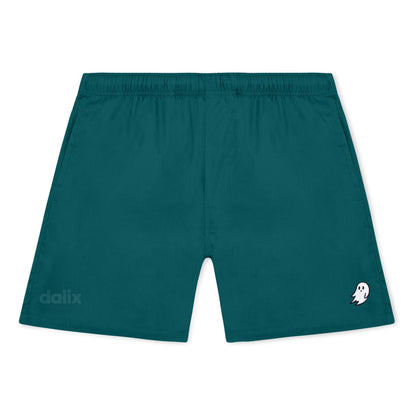 Dalix Ghost Beach Short Embroidered Casual Pocket Mesh Drawcord Waist Mens in Atlantic Green S Small
