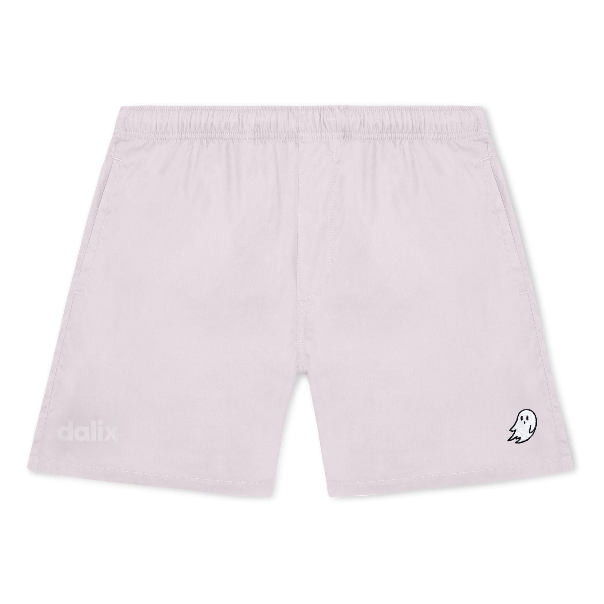 Dalix Ghost Beach Short Embroidered Casual Pocket Mesh Drawcord Waist Mens in Orchid S Small