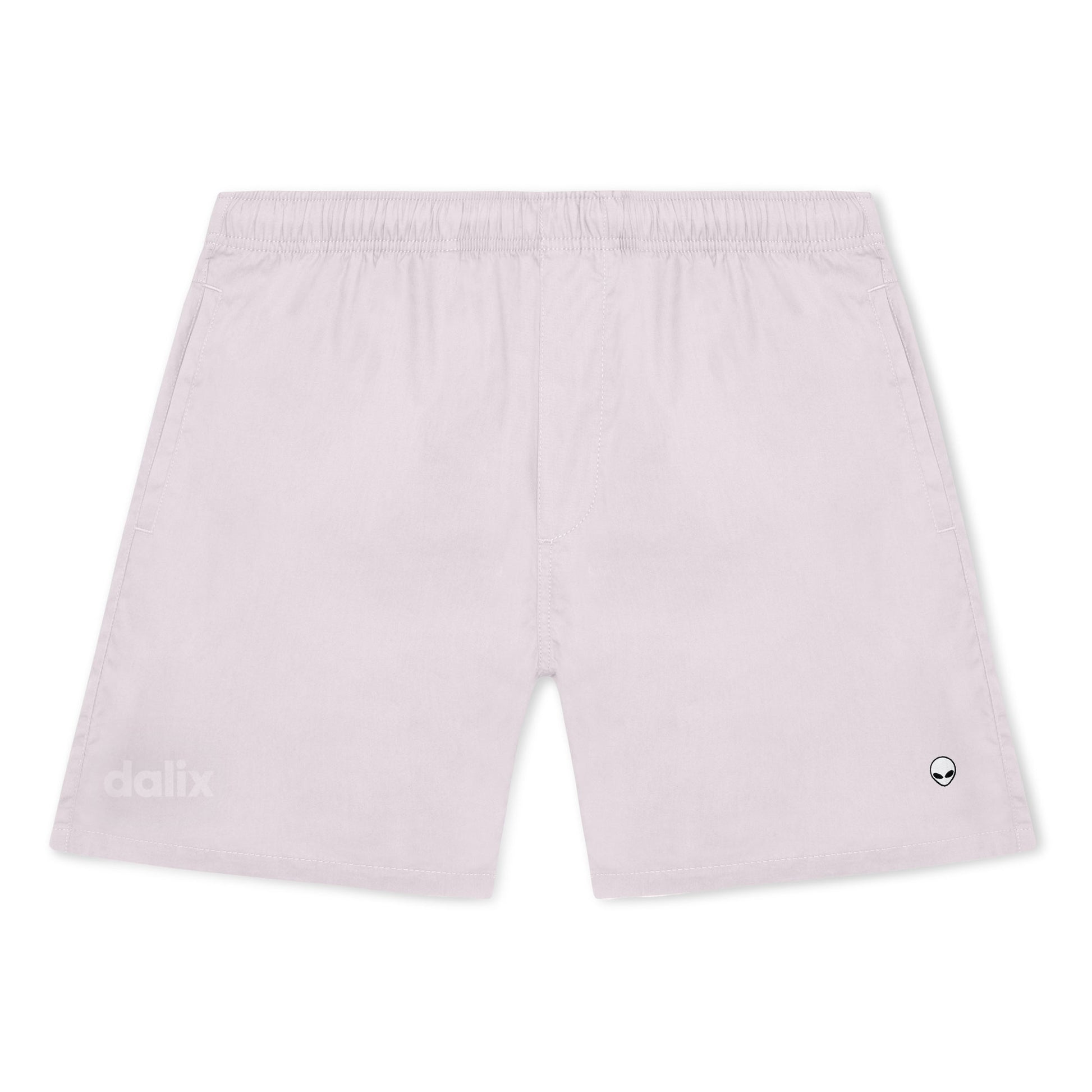 Dalix Lil Alien Beach Short Embroidered Casual Pocket Mesh Drawcord Waist Mens in Orchid S Small