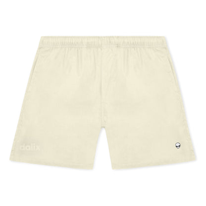 Dalix Lil Alien Beach Short Embroidered Casual Pocket Mesh Drawcord Waist Mens in Yellow S Small
