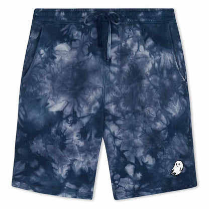 Dalix Mens Ghost Tie Dye Midweight Fleece Shorts Casual Athletic Streetwear in Navy Blue S Small