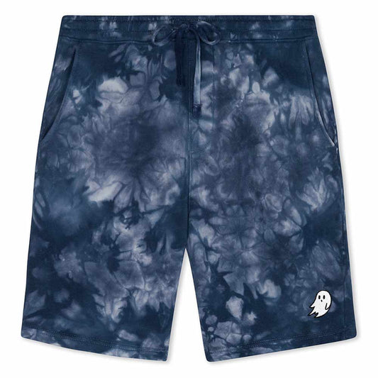 Dalix Mens Ghost Tie Dye Midweight Fleece Shorts Casual Athletic Streetwear in Navy Blue S Small