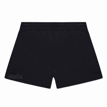 Dalix Astronaut Embroidered Shorts Washed Soft Fleece Relaxed Drawstring Pocket Fit Lounge Womens in Black S Small