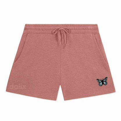 Dalix Womens Butterfly Midweight Washed Fleece Shorts