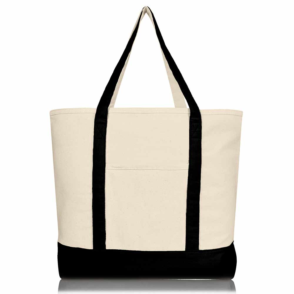 Dalix 22" Cotton Canvas Tote Bag (Zippered Top)