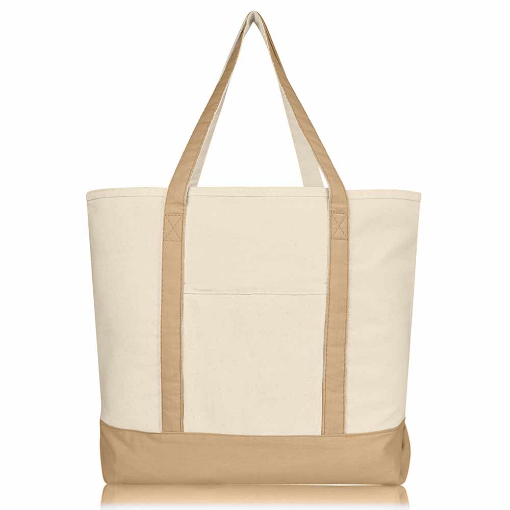 Dalix 22" Cotton Canvas Tote Bag (Zippered Top)