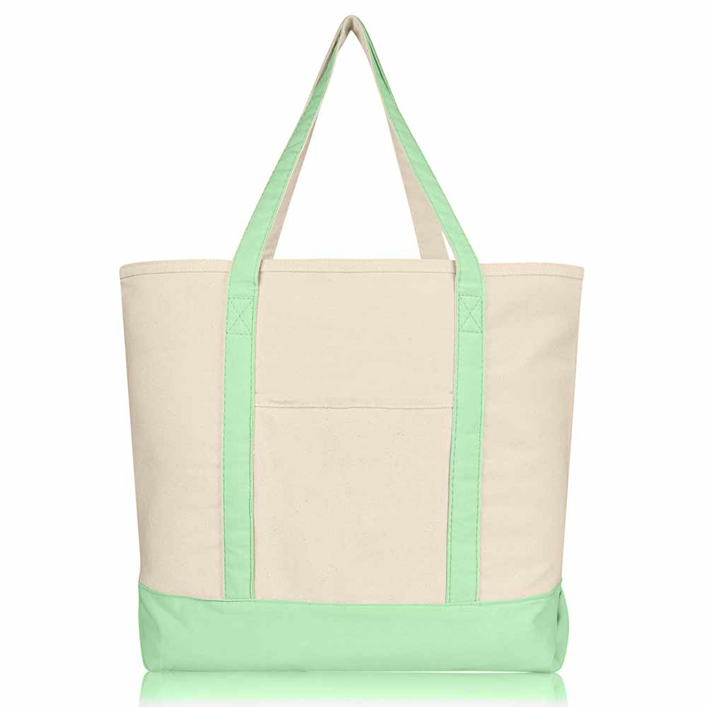 Dalix 22" Cotton Canvas Tote Bag (Zippered Top)