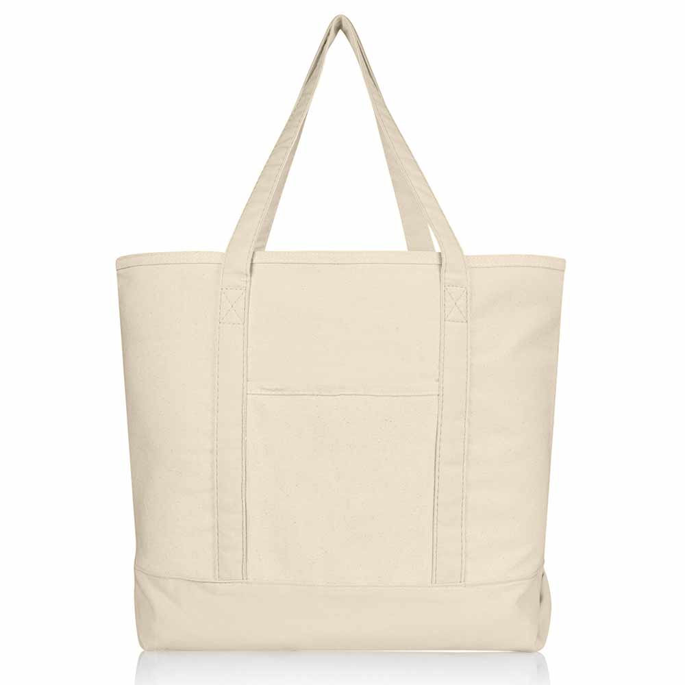 Dalix 22" Cotton Canvas Tote Bag (Zippered Top)