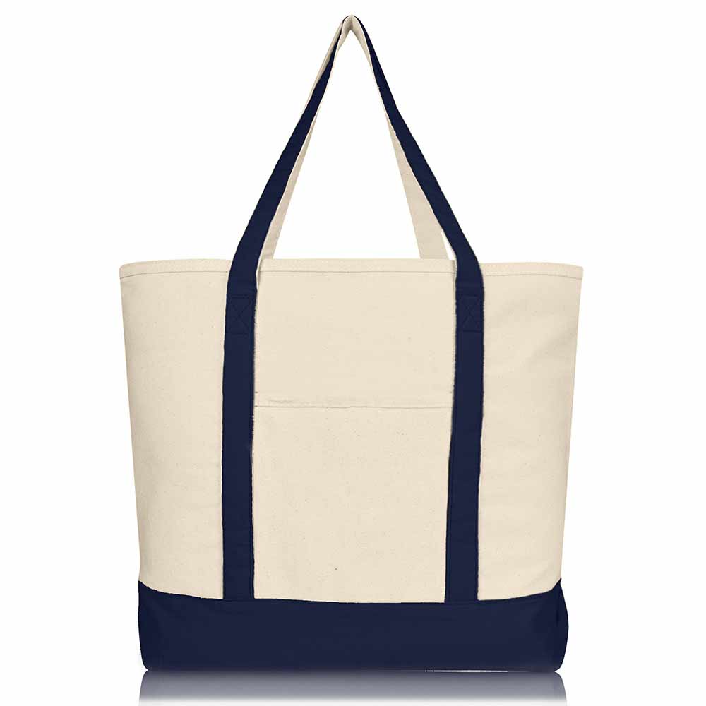 Dalix 22" Cotton Canvas Tote Bag (Zippered Top)