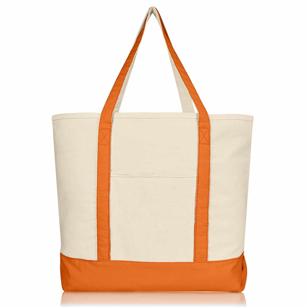 Dalix 22" Cotton Canvas Tote Bag (Zippered Top)