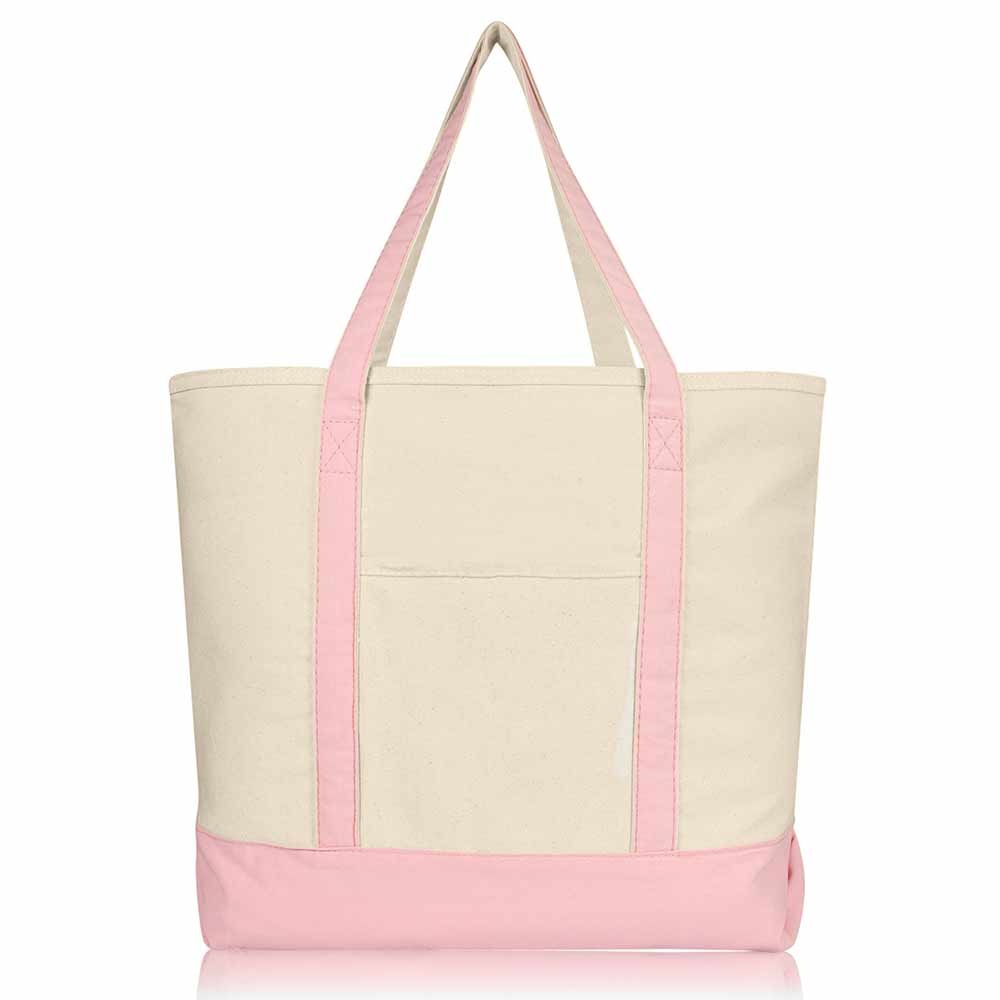 Dalix 22" Cotton Canvas Tote Bag (Zippered Top)
