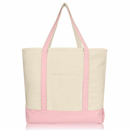 Dalix 22" Cotton Canvas Tote Bag (Zippered Top)