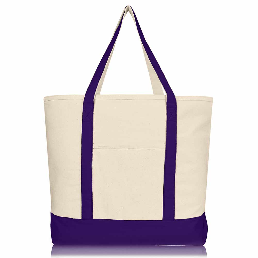 Dalix 22" Cotton Canvas Tote Bag (Zippered Top)