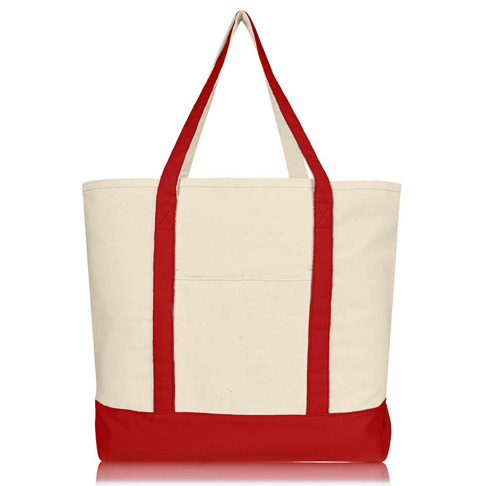Dalix 22" Cotton Canvas Tote Bag (Zippered Top)