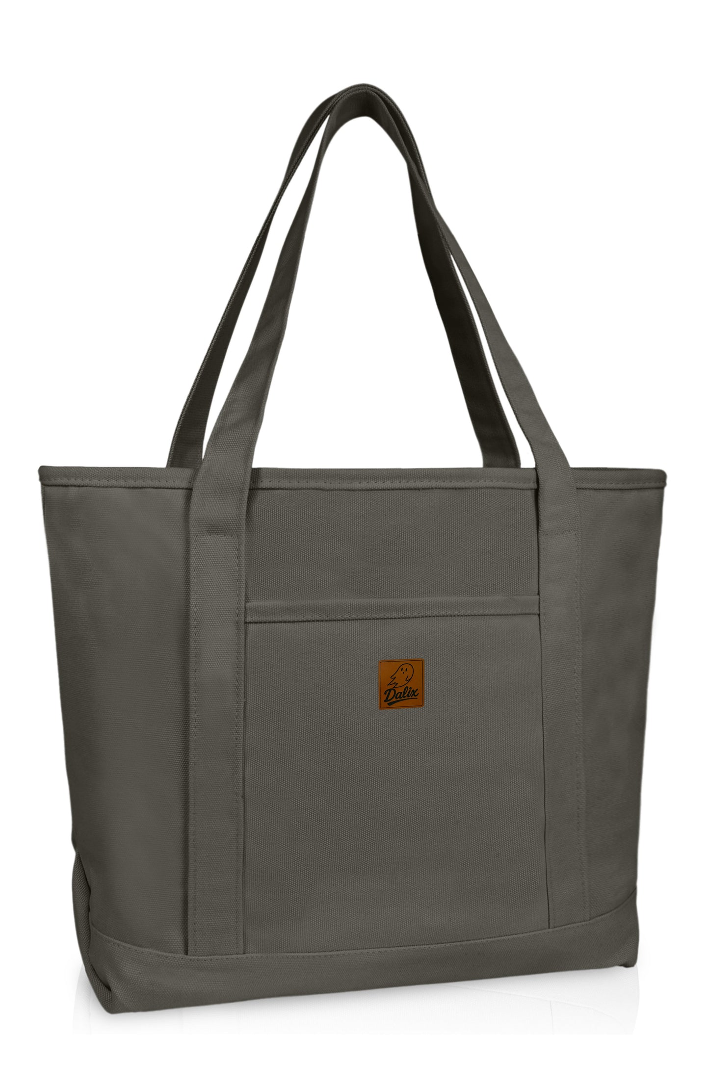 DALIX 20" Solid Color Cotton Canvas Shopping Tote Bag