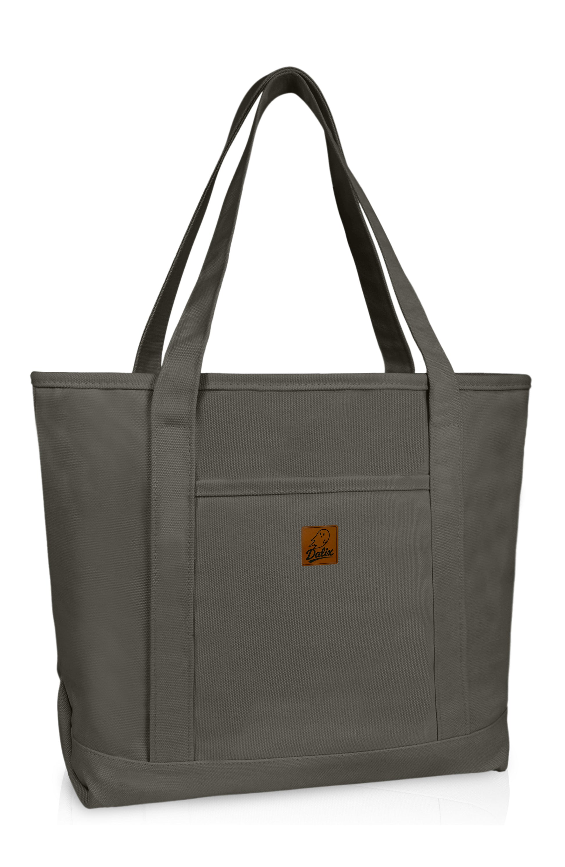 DALIX 20" Solid Color Cotton Canvas Shopping Tote Bag