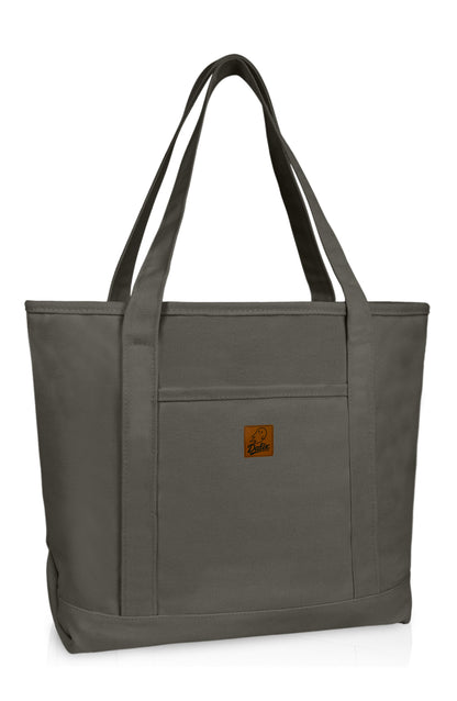 DALIX 20" Solid Color Cotton Canvas Shopping Tote Bag
