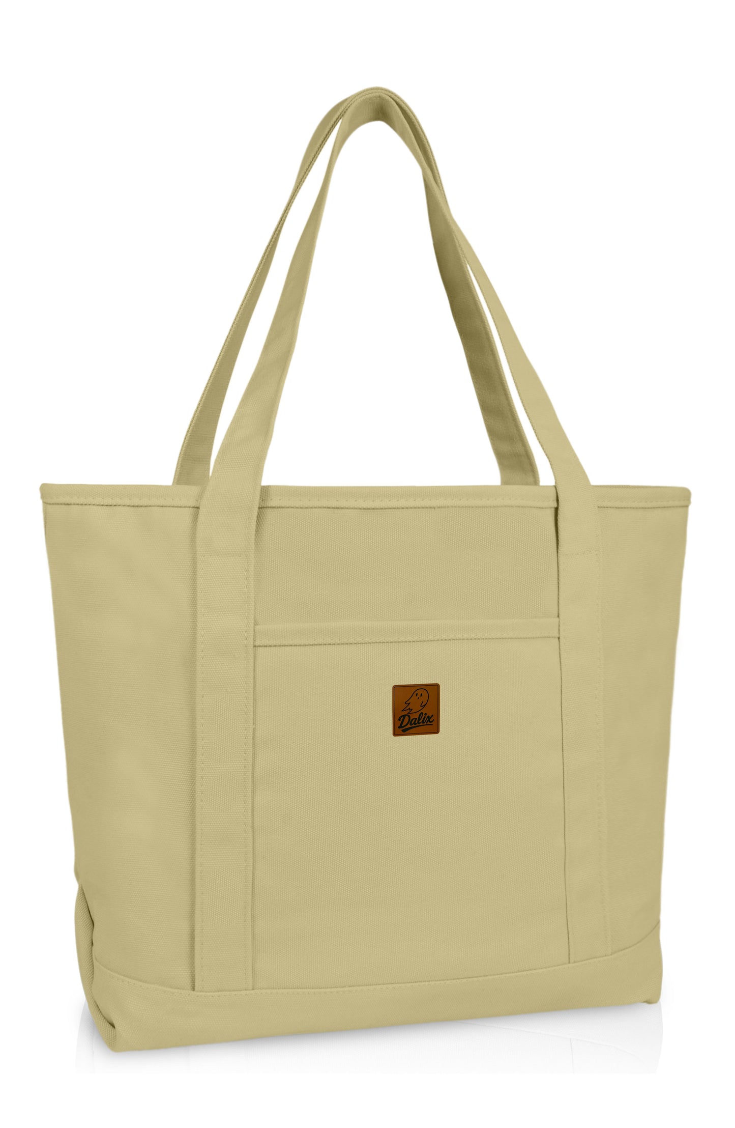 DALIX 20" Solid Color Cotton Canvas Shopping Tote Bag