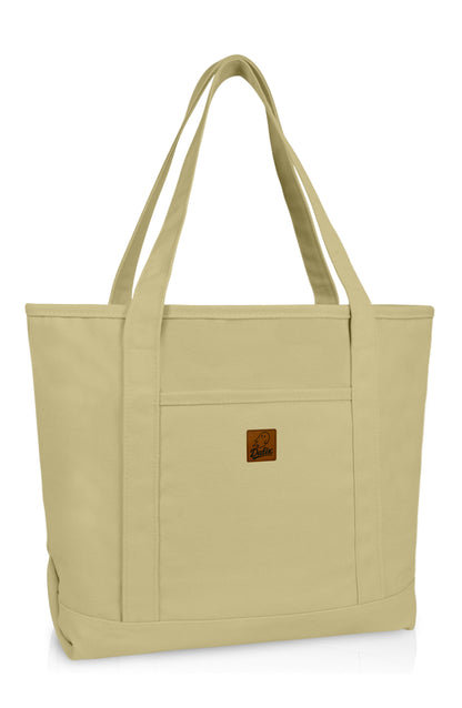 DALIX 20" Solid Color Cotton Canvas Shopping Tote Bag