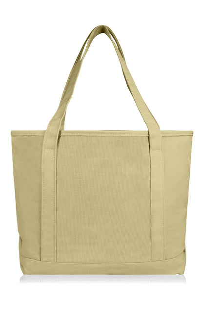 DALIX 20" Solid Color Cotton Canvas Shopping Tote Bag
