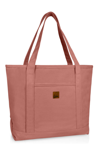 DALIX 20" Solid Color Cotton Canvas Shopping Tote Bag