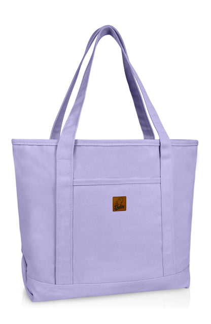 DALIX 20" Solid Color Cotton Canvas Shopping Tote Bag