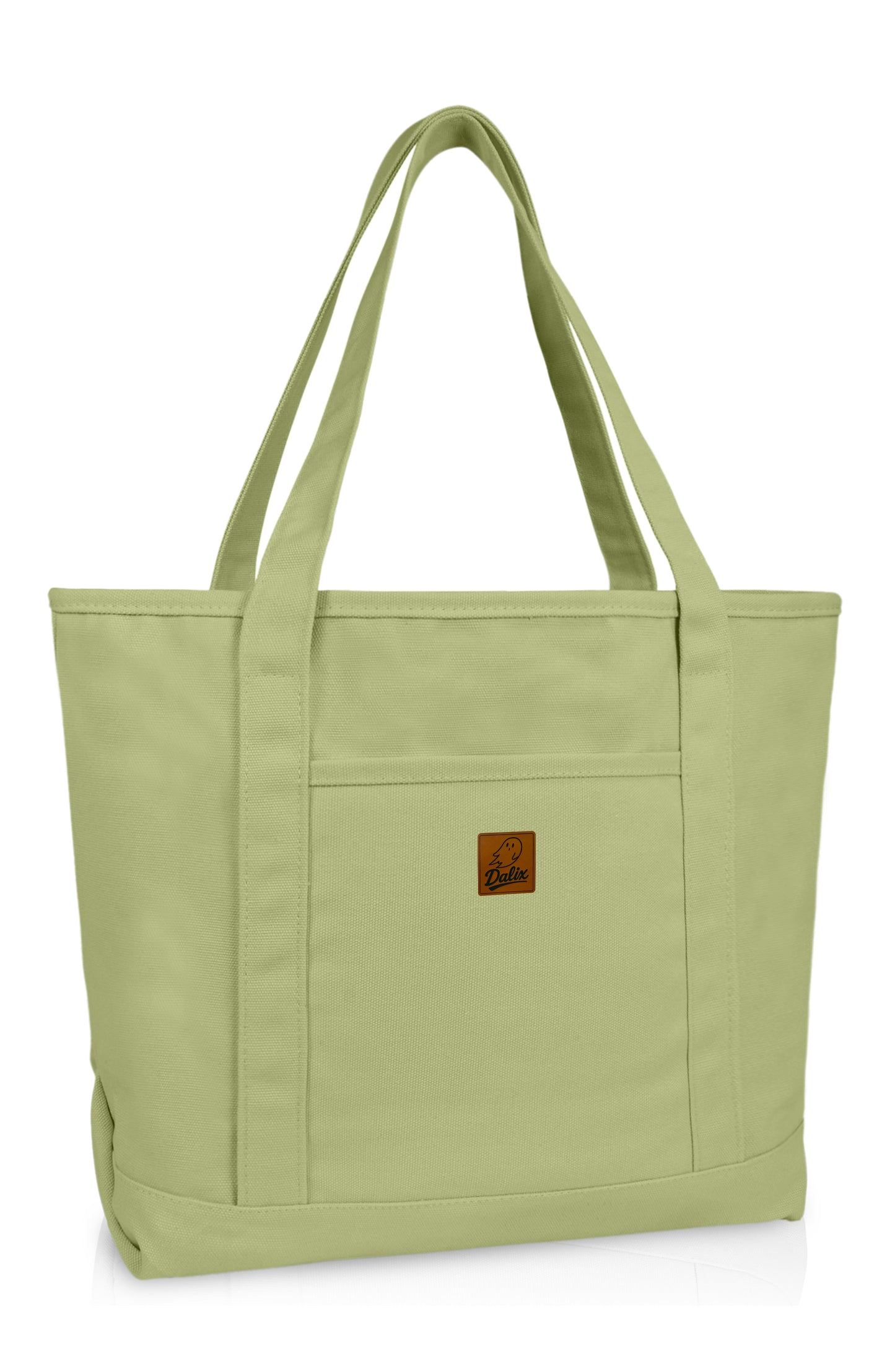 DALIX 20" Solid Color Cotton Canvas Shopping Tote Bag