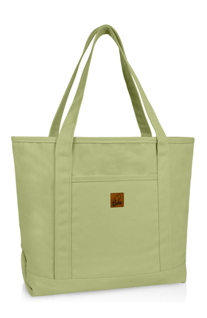 DALIX 20" Solid Color Cotton Canvas Shopping Tote Bag