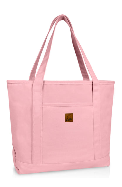 DALIX 20" Solid Color Cotton Canvas Shopping Tote Bag