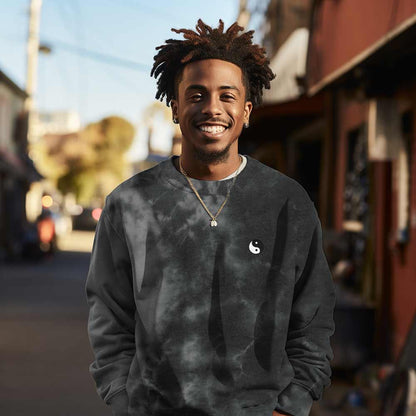 Dalix YinYang Midweight Fleece Tie Dye Crewneck Sweatshirt