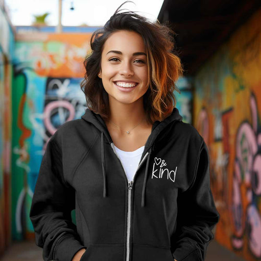 Dalix Be Kind Midweight Fleece Zip Hoodie