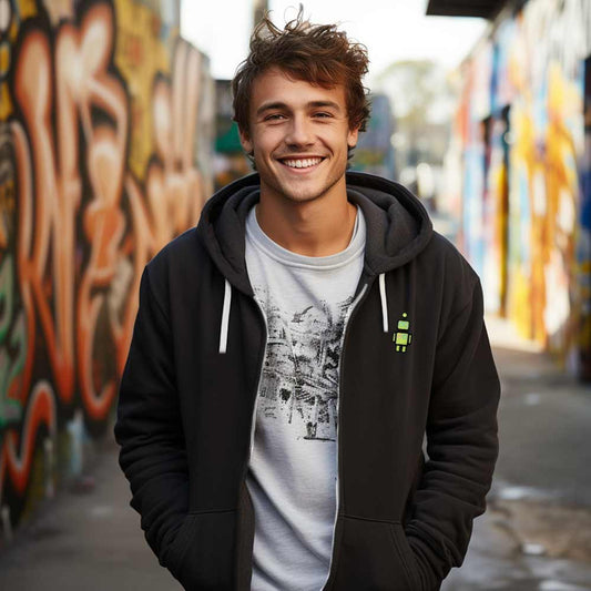 Dalix Robot Midweight Fleece Zip Hoodie (Glow in the Dark)