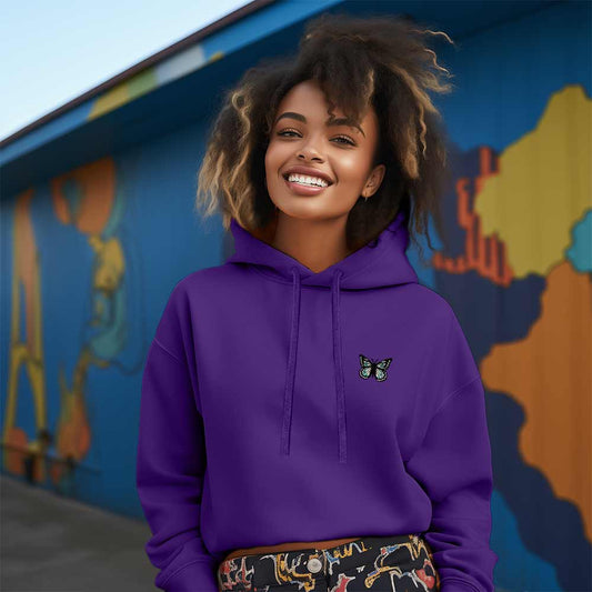 Dalix Butterfly Midweight Fleece Cropped Zip Hoodie