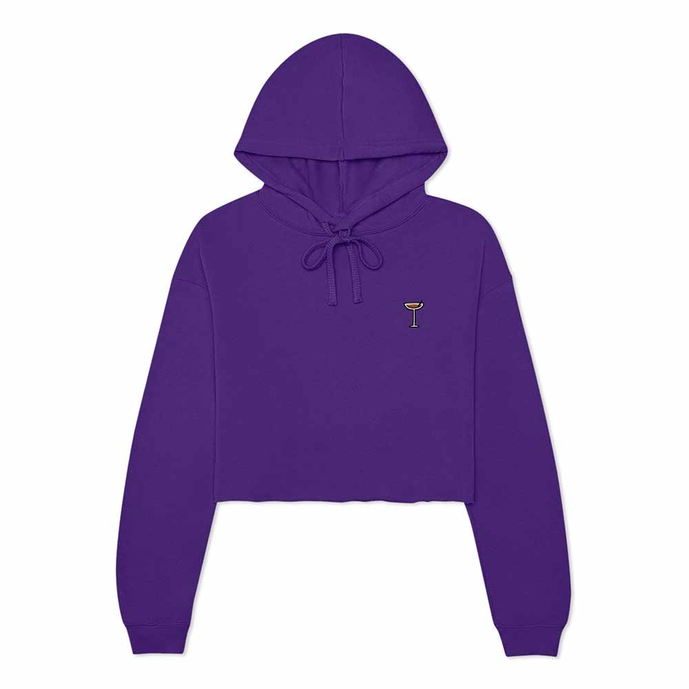 Dalix Coffee Martini Embroidered Hoodie Fleece Long Sleeve Cropped Sweatshirt Pullover Womens in Team Purple 2XL XX-Large