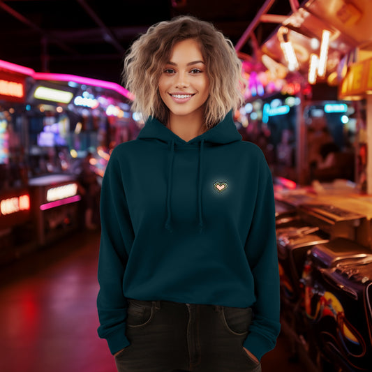 Dalix Heart Midweight Fleece Cropped Hoodie (Glow in the Dark)