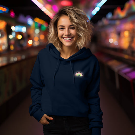 Dalix Rainbow Midweight Fleece Cropped Hoodie (Glow in the Dark)