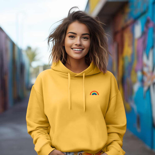 Dalix Rainbow Midweight Fleece Cropped Hoodie