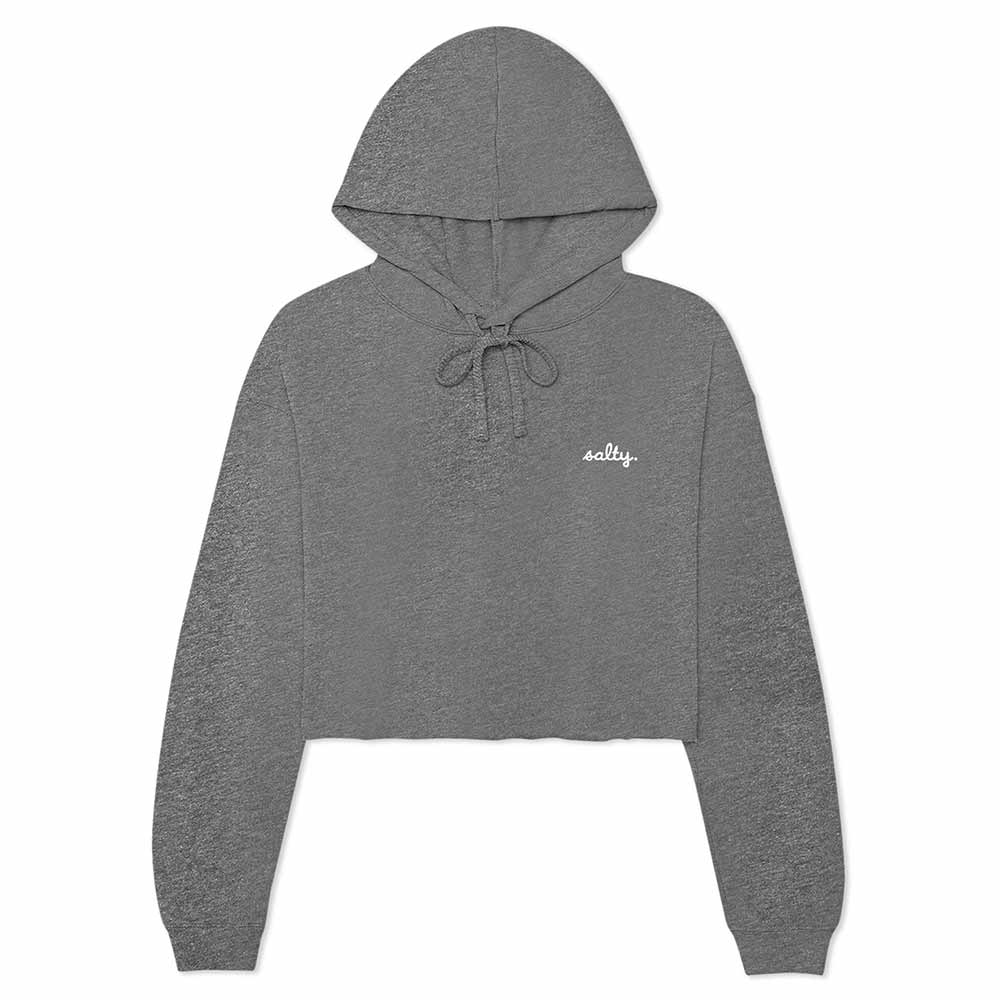 Dalix Salty Embroidery Fleece Hoodie Cropped Long Sleeve Drawstring Fall Spring Womens in Deep Heather 2XL XX-Large