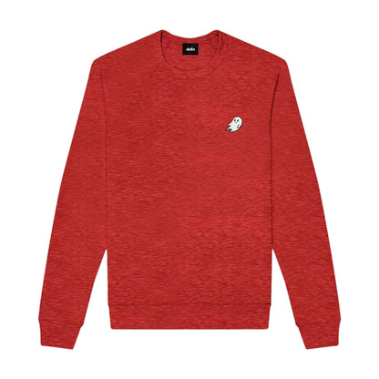 Dalix Ghost Embroidered Crewneck Long Sleeve Sweatshirt Fleece Men in Heather Red 2XL XX-Large