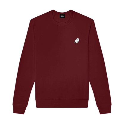 Dalix Ghost Embroidered Crewneck Long Sleeve Sweatshirt Fleece Men in Maroon 2XL XX-Large